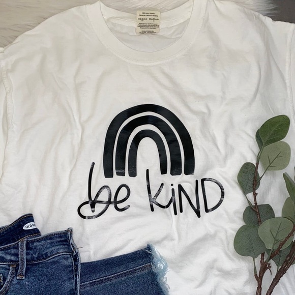 Comfort Colors Tops - Unisex Be Kind Rainbow Comfort Color Tshirt